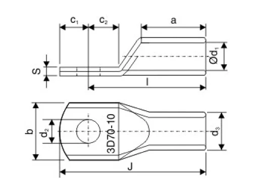 3D-2461TU To 3D-2495TU Tubular Lugs Diagram