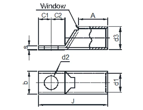 3D Standard Barrel One Hole Narrow Tongue Lug Diagram