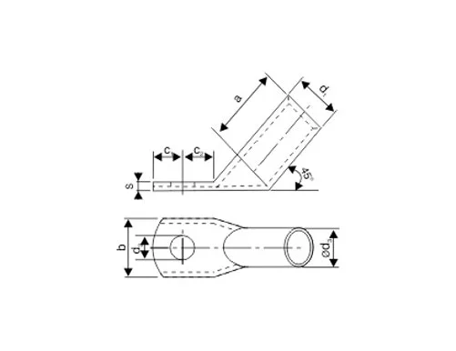 45deg-din-46235-1 Tubular Lug Daigram