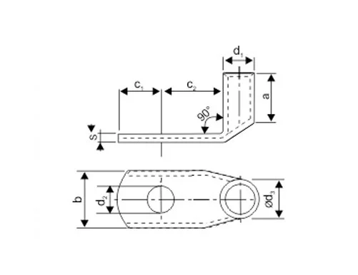 90 Deg - DIN 46235-2 Tubular Lugs Diagram