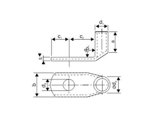 90 Deg - DIN 46235-1 Tubular Lugs Diagram