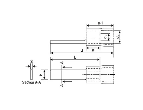 Flat Pin Type Insulated Lugs Diagram